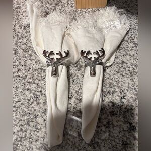 Hobby Lobby Robert Stanley Christmas cloth napkins and metal deer napkin rings